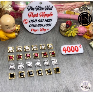Đá hình - charm vuông trang trí móng nail. set 4 viên 16.000