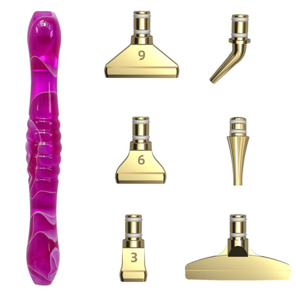 Bộ Đầu bút đính đá 5D và thân cầm tay 7 món bằng hợp kim resin DIY tiện lợi