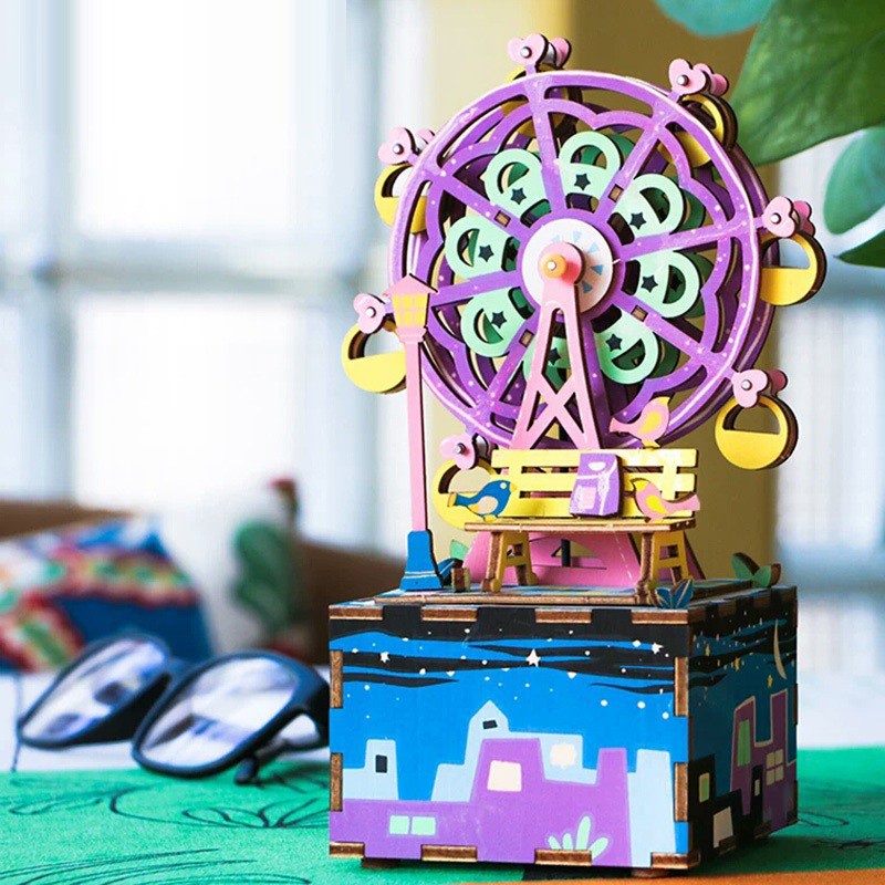 Mô Hình 3D Gỗ Robotime Hộp Nhạc Vòng Đu Quay (Ferris Wheel) AM402 [Chưa Ráp]
