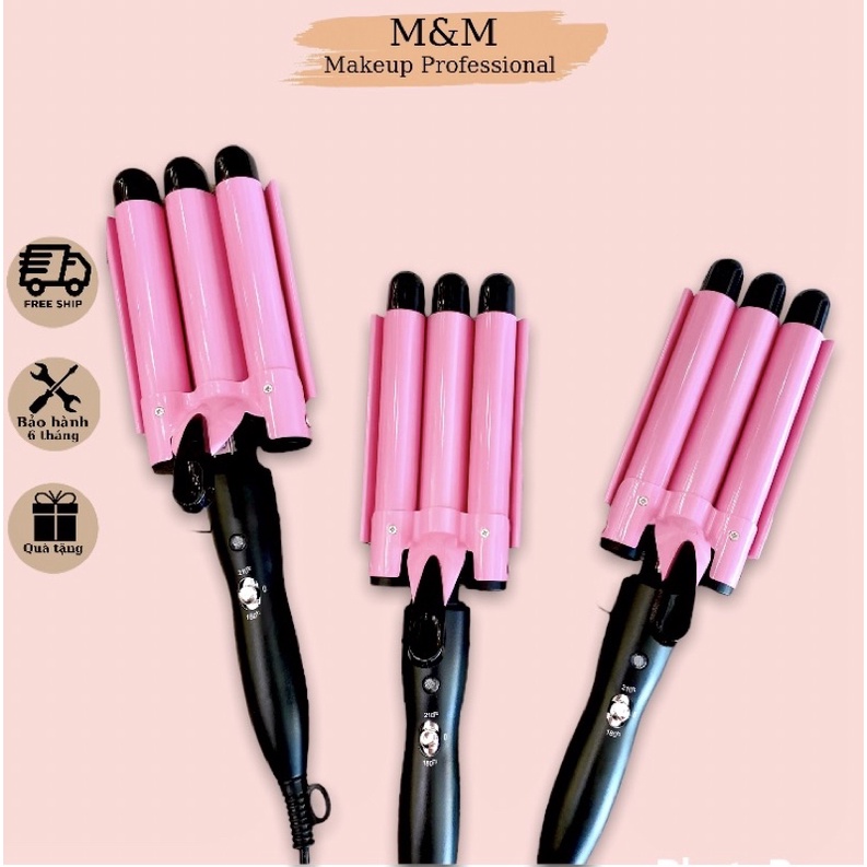 Máy uốn xoăn sóng nước ba trục Hàn Quốc thân sứ bảo vệ tóc