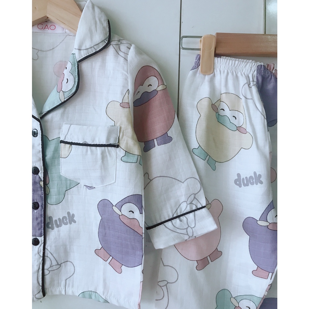 Đồ bộ mặc nhà pijama vải xô 100% cotton - Gạokidclothes