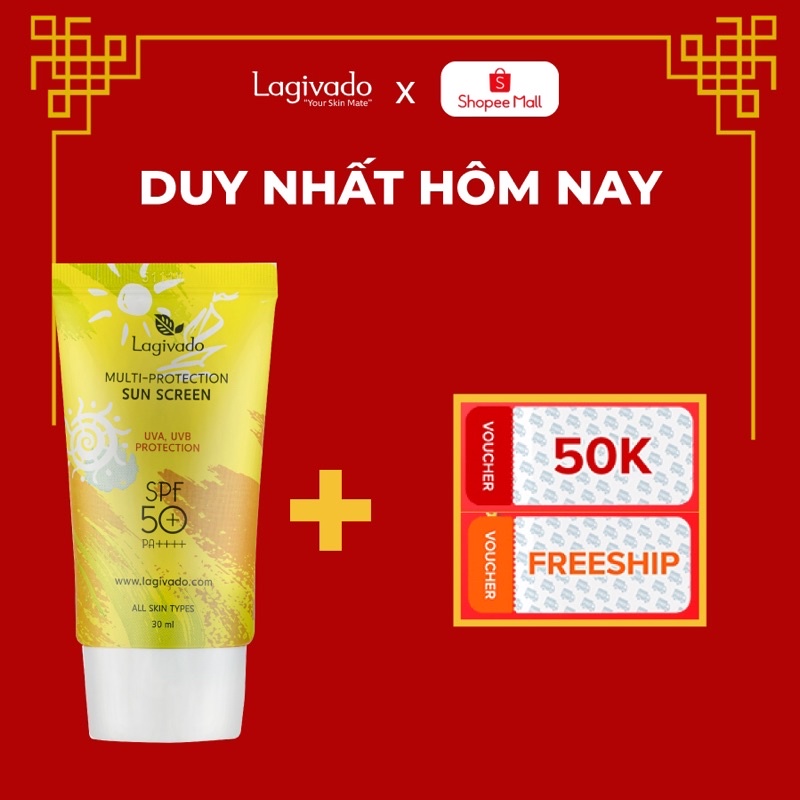 Kem chống nắng Hàn Quốc Lagivado dành cho cả da dầu mụn, nhạy cảm Multi-Protection Sun Screen SPF50+ PA++++ - 30g