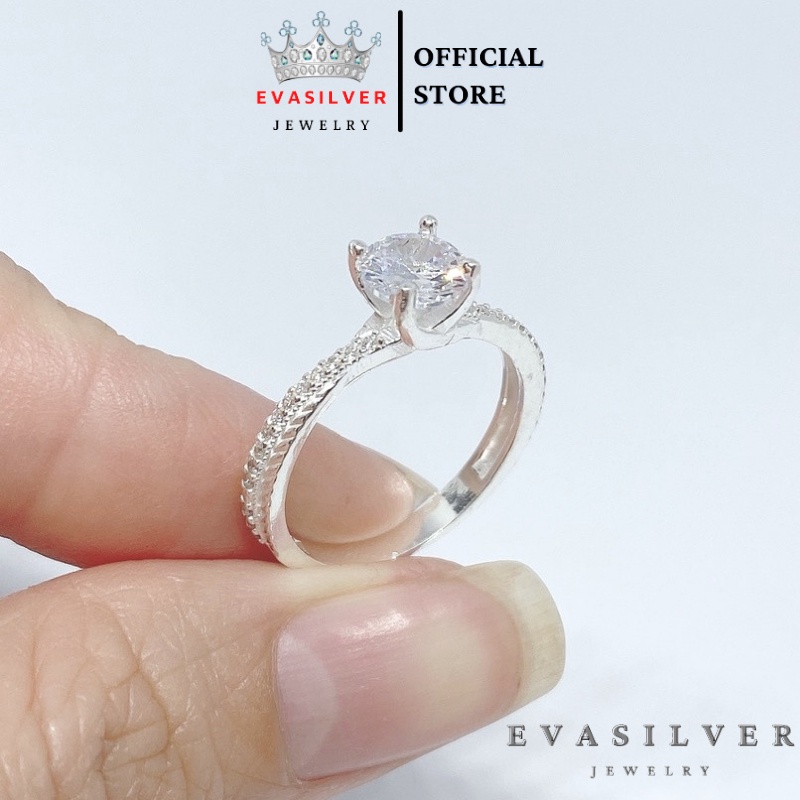 Nhẫn nữ bạc ta đính đá Evasilver, Trang sức bạc ta sang trọng nữ tính