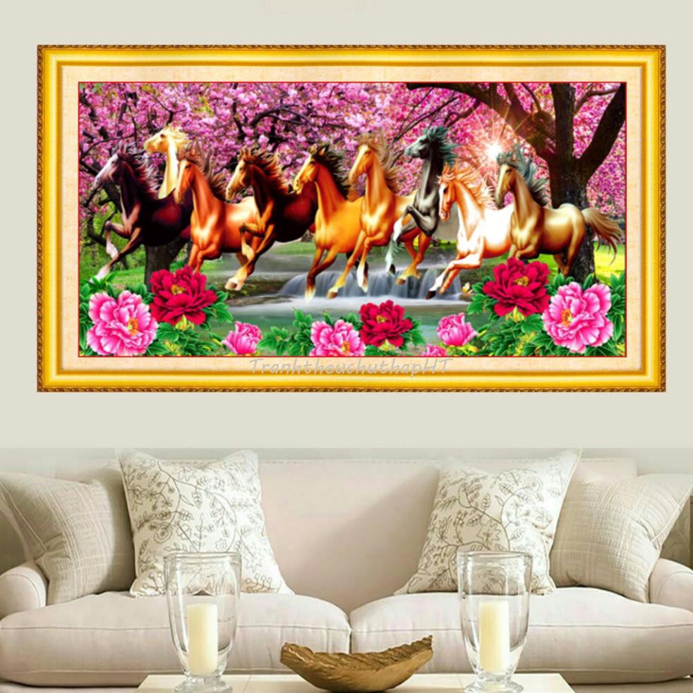 - Tranh đính đá- Tranh thêu chữ thập Mã đáo thành công 120x60Cm- 150x75Cm- tự thêu NCS-NGỌC CHÂU SHOP
