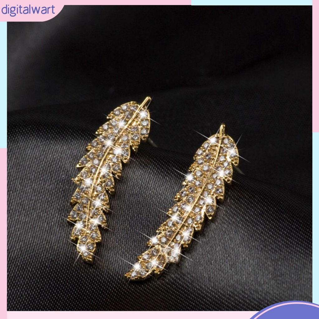Cặp khuyên tai hình lá đính kim cương giả sang trọng cho nữ