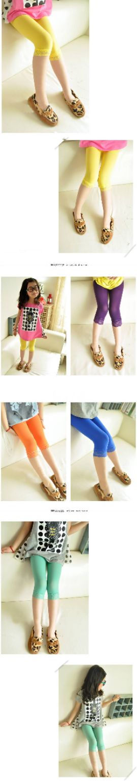 Quần legging lửng ren ống bé gái nhiều màu