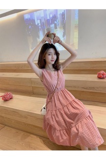 Váy maxi nút kẻ caro (có hình thật)