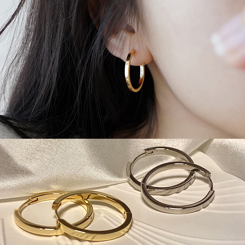 Khuyên Tai Tròn Mạ Vàng Phong Cách Pháp Thời Trang Cho Nữ
