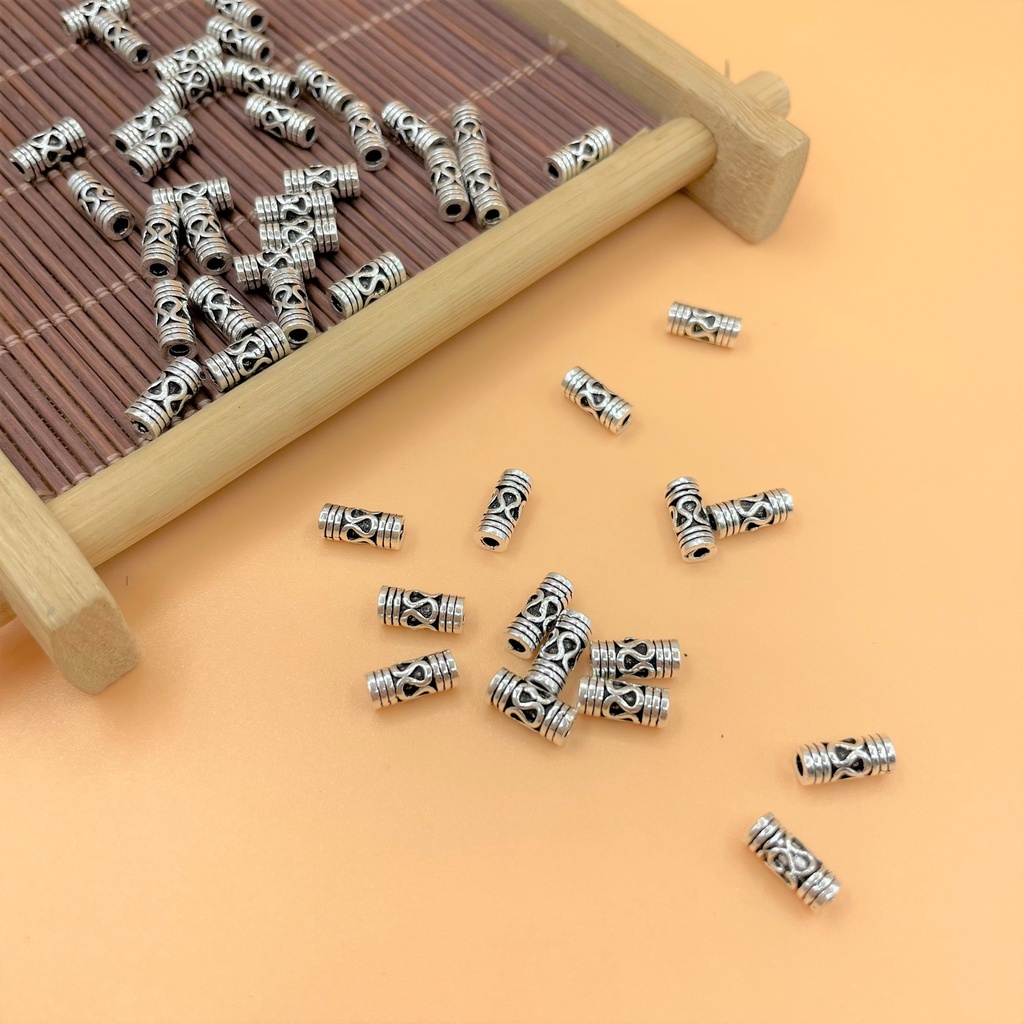 Charm nối hình ống có hoa văn - Charm Bạc 925 - Mã CA025