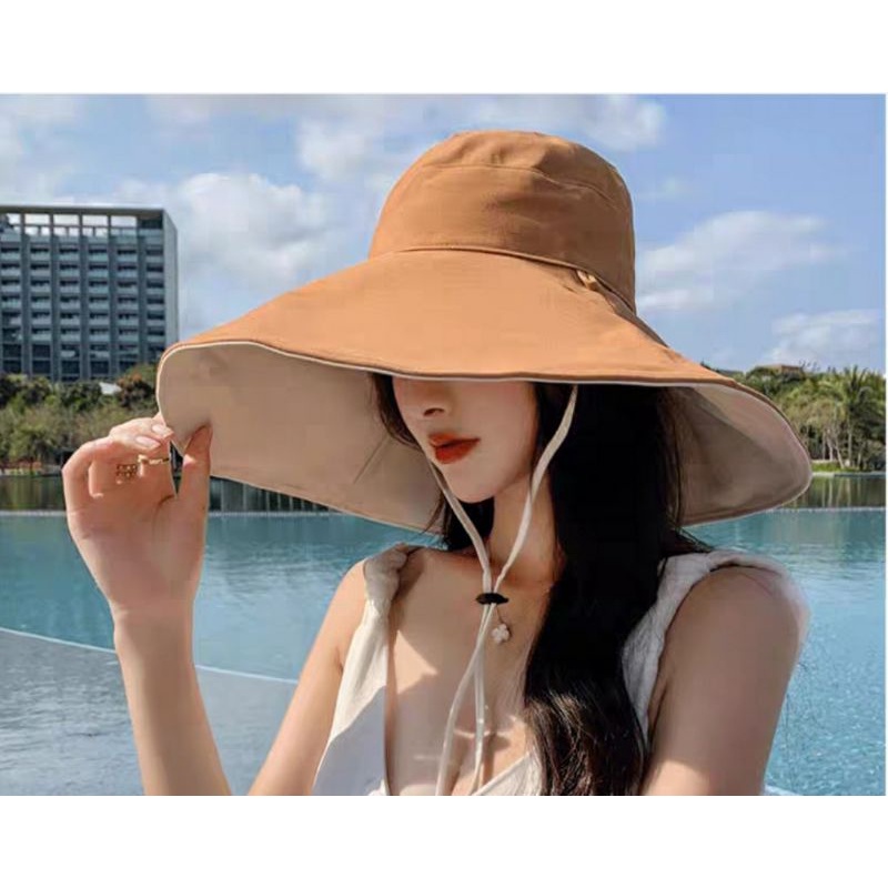 Nón vành rộng đẹp gấp gọn mũ đi biển đội 2 mặt chống nắng UV Hàn Quốc cho nữ