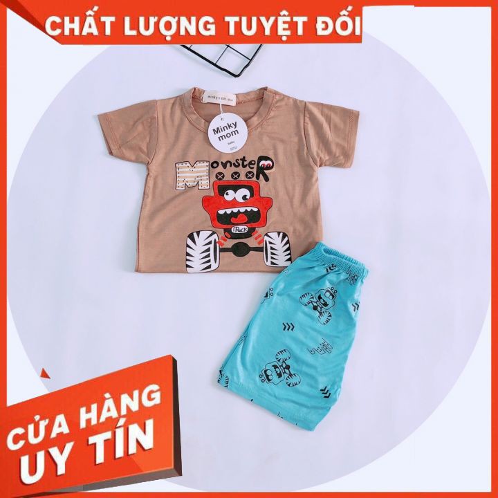 Bộ Cộc Tay  Thun Lạnh Minky Mom Nhiều Hình Ngộ Nghĩnh Cho Bé Trai Có 5 Màu