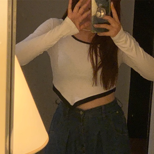 【ZHELIHANGFEI】Áo Dệt Kim Tay Dài Dáng Ôm Quyến Rũ Trẻ Trung Cho Bạn Gái