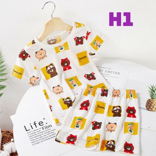 Bộ thun cotton lưới cọc tay cho bé size đại 110-150