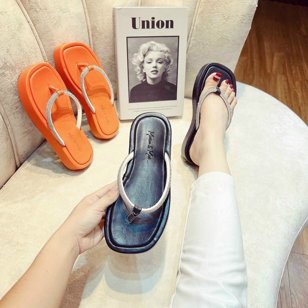 XẢ KHO  Dép bánh mì nữ xỏ ngón dây đá