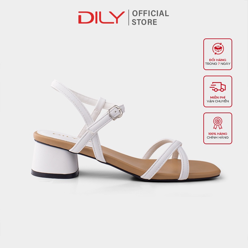 Giày Sandal DILY Gót Vuông Mũi Vuông Quai Mảnh Cao 5cm_AA0275