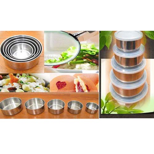 Bộ 5 hộp đựng thực phẩm inox có nắp đậy