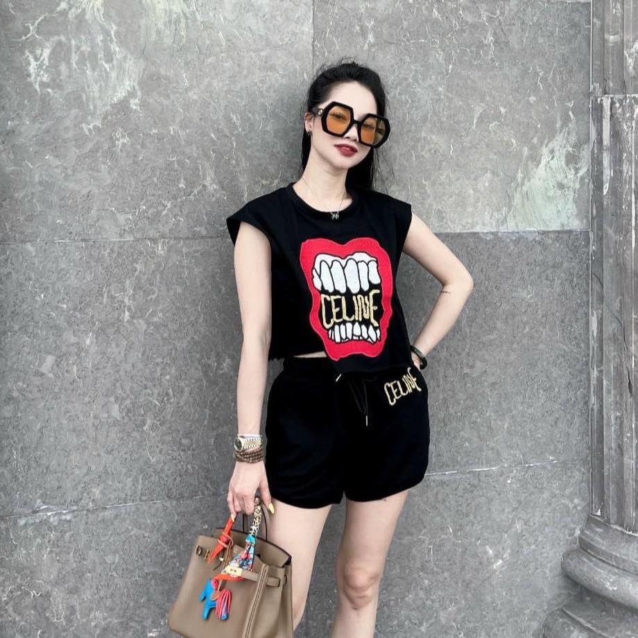 Set đồ nữ cá tính, set quần sóc áo thun đi chơi sang chảnh mùa hè đẹp 8A00229 | BigBuy360 - bigbuy360.vn