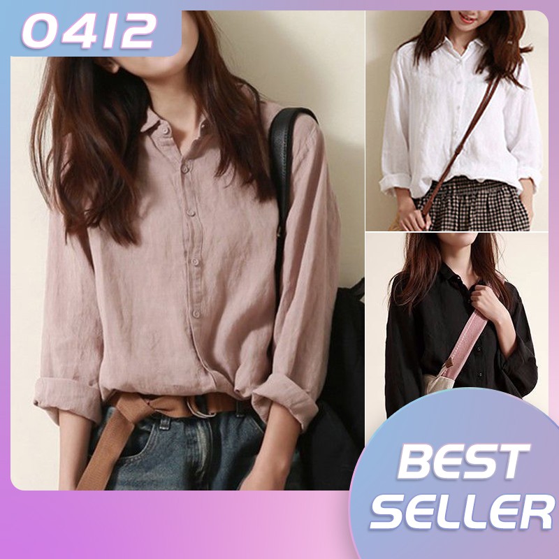 ⭐0412⭐Mới Áo Sơ Mi Nữ Dài Tay Phong Cách Hàn Quốc