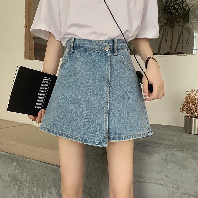 Váy jeans chữ A phong cách Hàn Quốc thời trang cho nữ