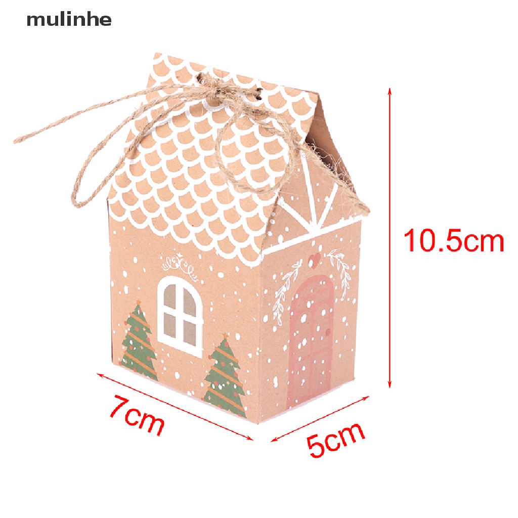Set 5 Hộp Đựng Kẹo Hình Ngôi Nhà Giáng Sinh DIY