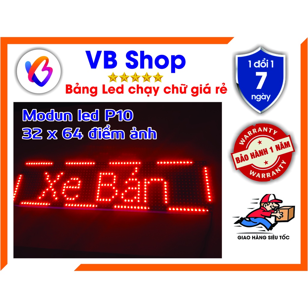 Bảng Led chạy chữ P10 - kt: 16cm x 64cm, 1 màu đỏ, cài đặt chữ theo ý muốn qua điện thoại