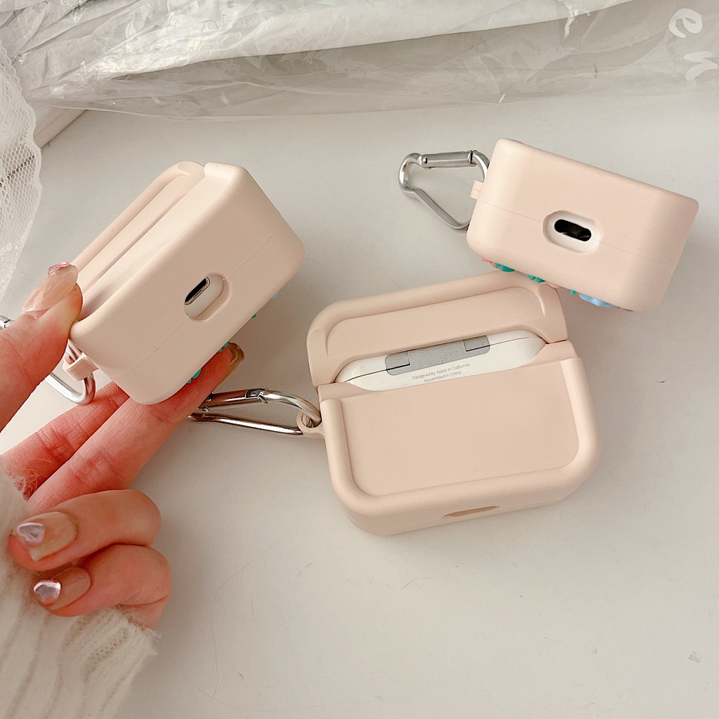 Vỏ Bảo Vệ Hộp Sạc Tai Nghe AirPods 1 2 pro 3 2021 gen3 Bluetooth Không Dây Chất Liệu Silicon Tpu Mềm Hình Hoa Tulip 3D Màu Hồng