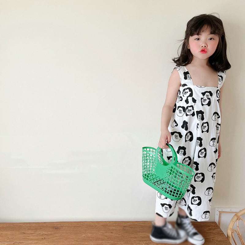 Bộ Áo Liền Quần Không Tay In Hoạt Hình Dành Cho Bé Gái