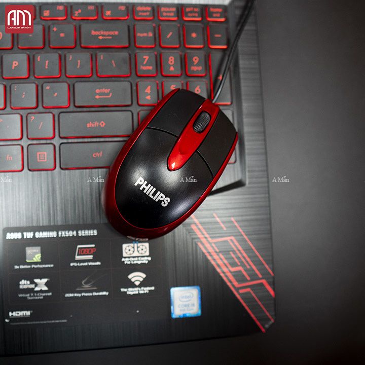 Chuột dây PHILIP Đỏ Cổng USB, chuột nhỏ gọn