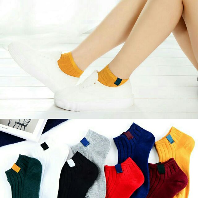 Sét 5 đôi tất cổ ngắn gân sọc Vintage phong cách Hàn cho chị em