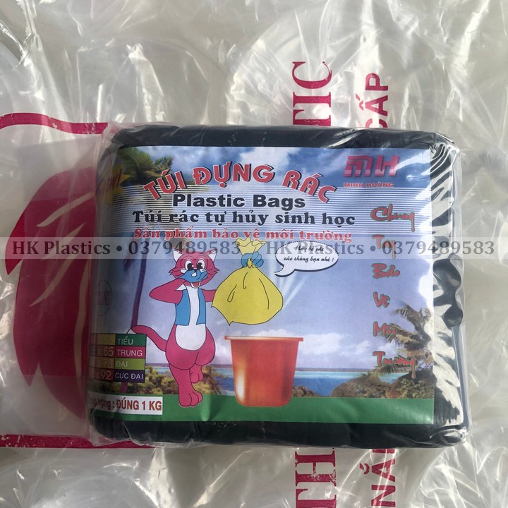 Bao đựng Rác Tự Hủy màu ĐEN đủ size dạng cuộn: (rác y tế,sinh hoạt, khách sạn, rác cá nhân,) .-size trung