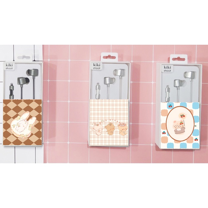 tai nghe gấu dâu tây lotso thỏ cherry TNGI35 gấu thỏ stella cáo lina hộp giấy dán cute dễ thương hoạt hình DF friends
