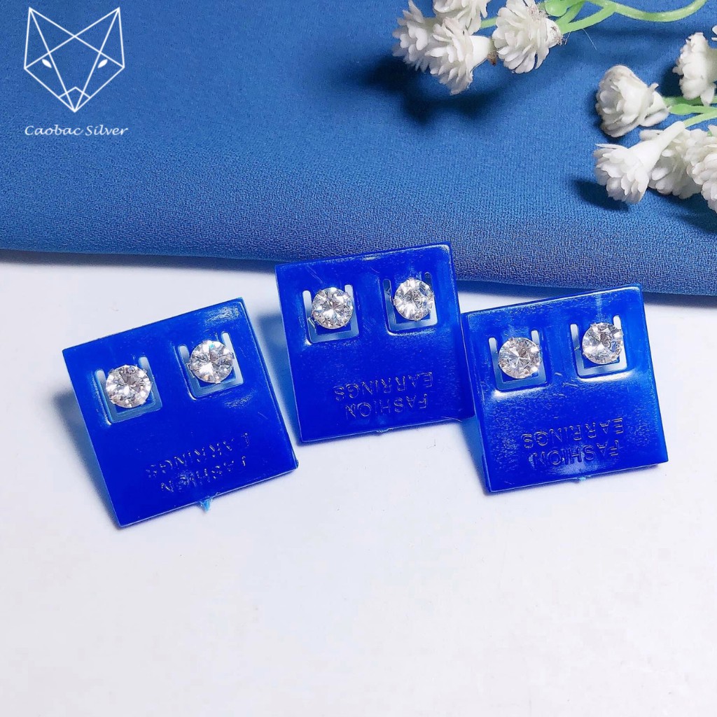 Khuyên Tai Bạc Ta Nụ Đá 4Li Nhỏ Xinh Caobac Silver Mặt Đính Nụ Bạc Đá Độc Đáo Cá Tính Unisex Đơn Giản Cho Nam Và Nữ