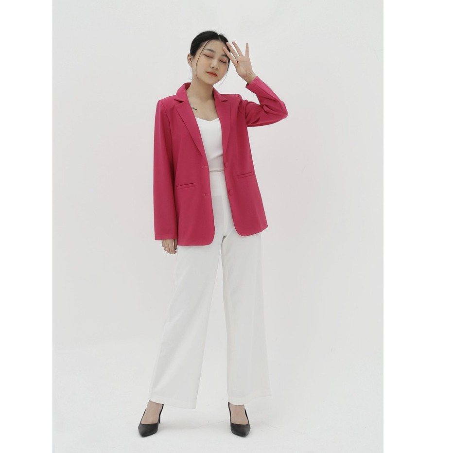 Áo vest blazer nữ KHÀN màu hồng đậm áo khoác công sở tay dài 1 lớp phong cách Hàn Quốc | BigBuy360 - bigbuy360.vn