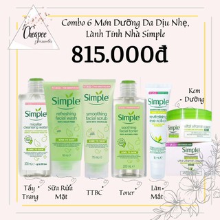 Combo 6 Món Dưỡng Da Dịu Nhẹ, Lành Tính Nhà Simple