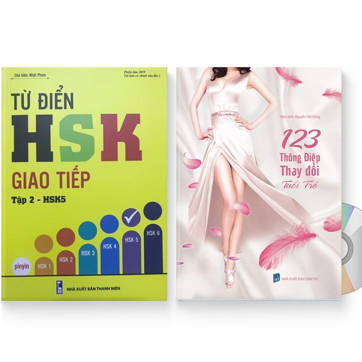 Sách - Combo: Từ điển HSK giao tiếp tập 2 - HSK5 +  123 Thông Điệp Thay Đổi Tuổi Trẻ + DVD quà tặng