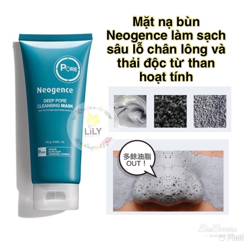 Mặt nạ bùn Neogence làm sạch sâu lỗ chân lông và thải độc từ than hoạt tính 100g