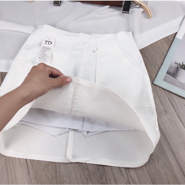 Chân váy chữ A công sở kaki 2 túi có quần bên trong - B4U