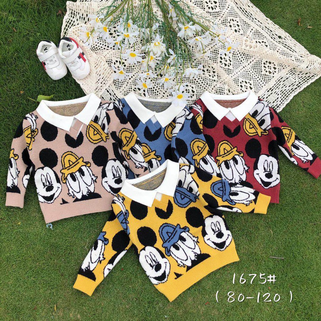 Áo Len Dài Tay Mickey Cho Bé Trai size 1-5 tuổi  (10-20kg)