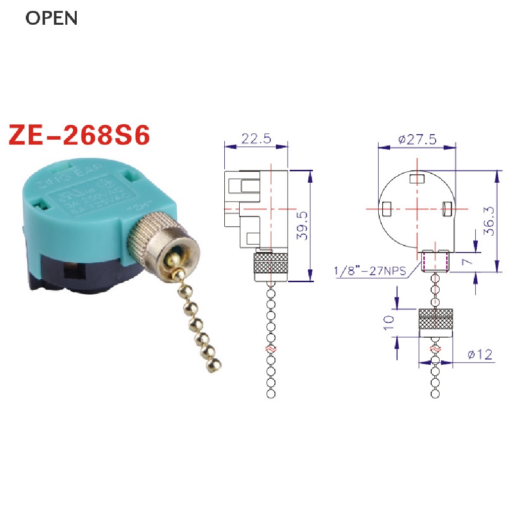 Công Tắc Điều Khiển Tốc Độ Quạt Trần 3 Tốc Độ ZE-268S6