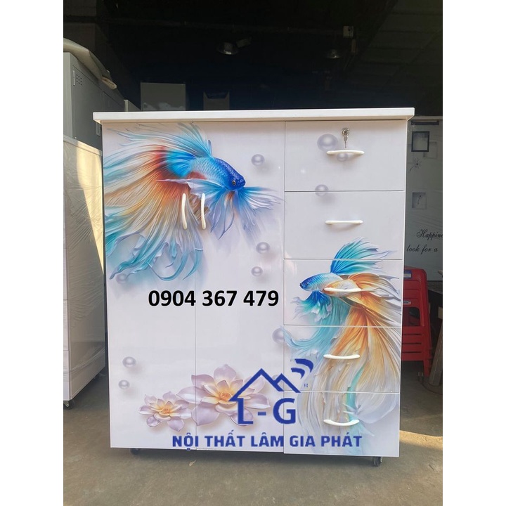 Tủ nhựa đài loan in 3D hình cá bảy màu đẹp giá rẻ
