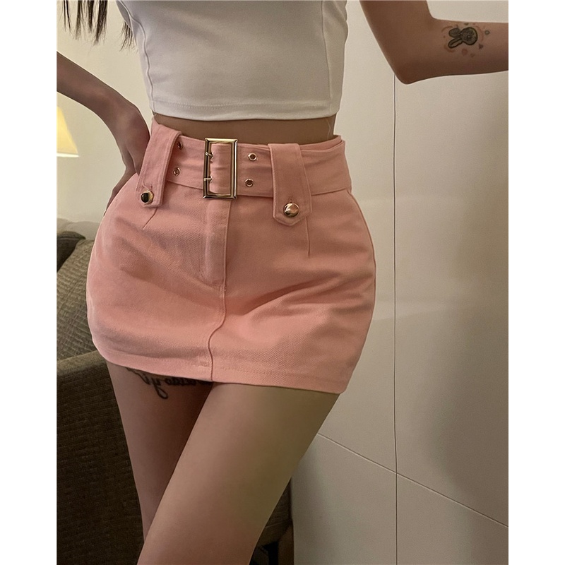 Cocory vn Chân váy jean lưng cao thời trang mùa hè cho nữ