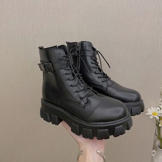 Giày Boots kéo khóa quai cài đế cao 5cm