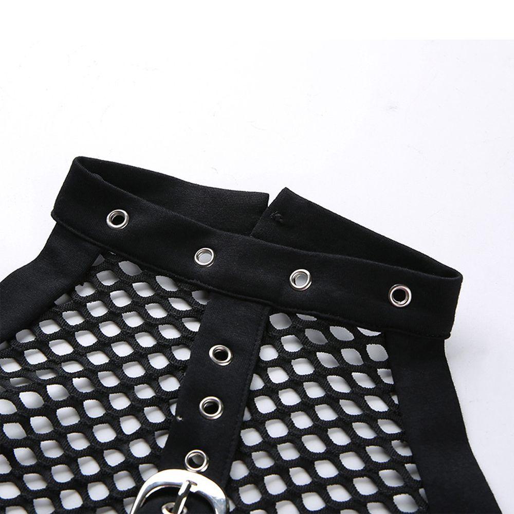 Áo hai dây Lưới Không Tay Có Khóa Cài Phong Cách Gothic Quyến Rũ Dành Cho Nữ