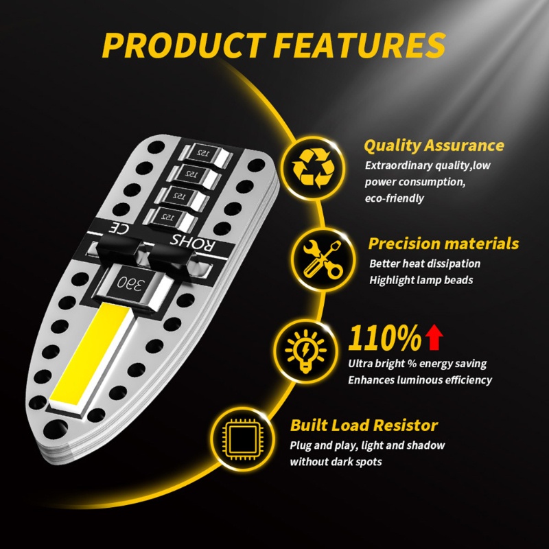 Set 10 Bóng Đèn LED T10 W5W Siêu Sáng Thay Thế Dành Cho Ô Tô