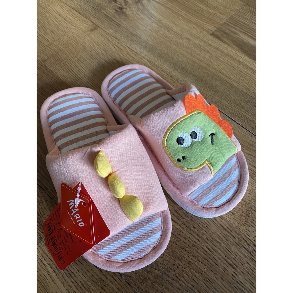 Dép đi trong nhà Mario vải lanh thời trang cho bé dài chân 18cm