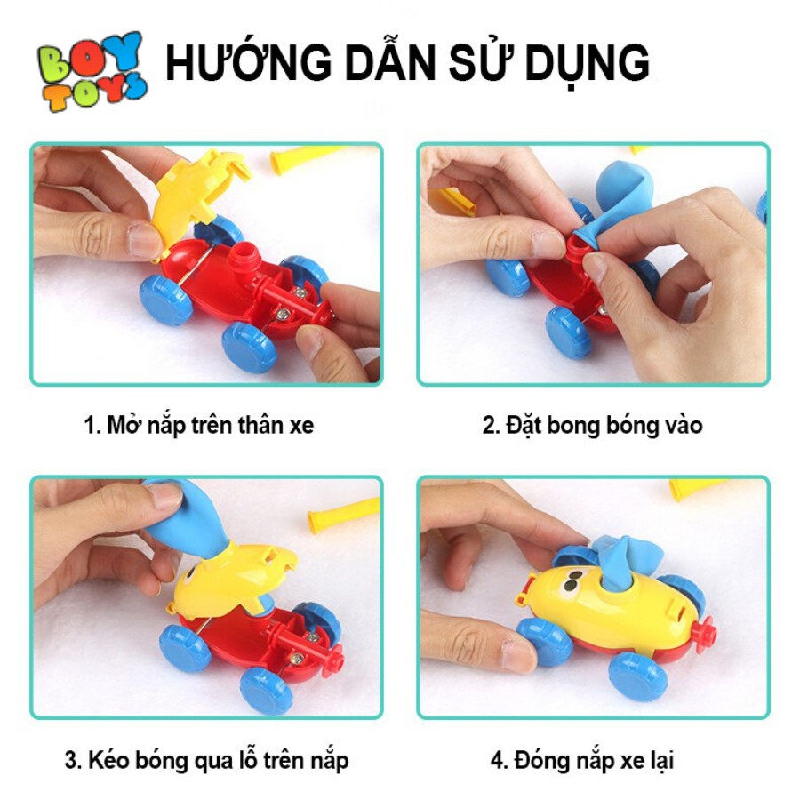 Đồ chơi bơm bóng bay ô tô chạy quán tính thú vị cho bé