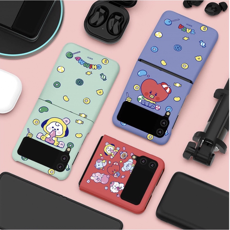 Line Friends BT21 / Samsung Galaxy Z Flip 2 Flip 3 Flip 4 Slim Hard Case - chimmy, Koya, Mang, cooky, shooky, RJ, Tata / BTS Korea Flip4