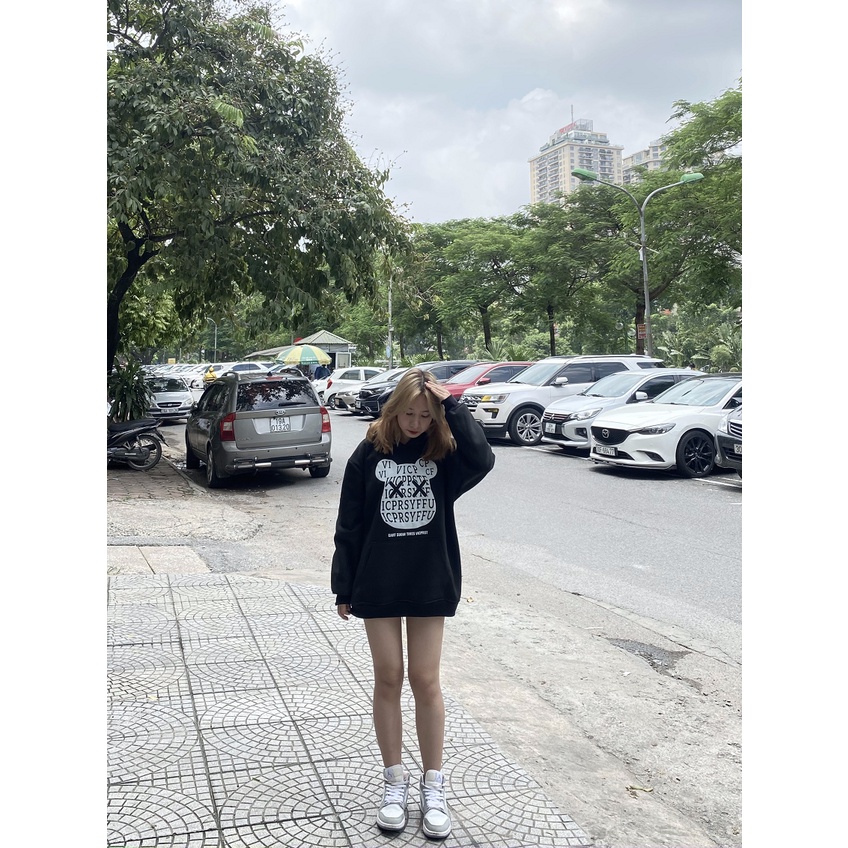 Áo hoodie nỉ bông Monster X Street Gấu Beariik nam nữ form rộng thu đông Local Brand