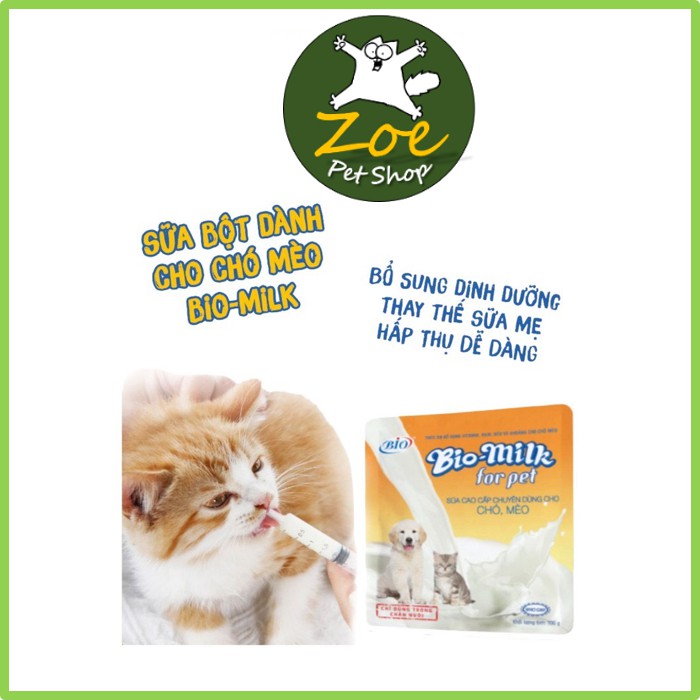 Sữa Bột Bio Milk For Pet Cao Cấp 100g- Sữa bột Chó Mèo - Sữa Cho Chó Mèo | Thơm Ngon - Bổ Dưỡnghop