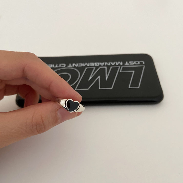 Black Love Simple Fashion Ring Accessories Open Retro
